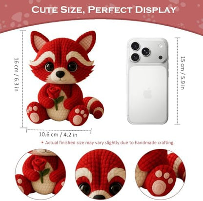 Morcolplus Raccoon Crochet Kit for Adults & Beginners, Amigurumi Raccoon Crochet Starter Kit with Step-by-Step Video Tutorials, DIY Yarn Craft Crochet Animal Kit, Cute Woodland Gift - Image 3