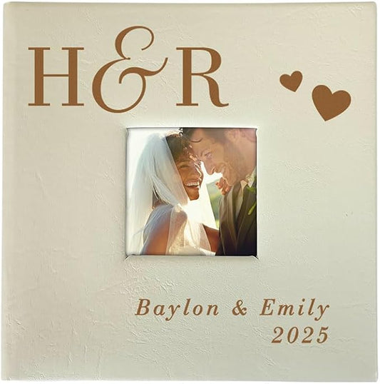 Personalized Wedding Photo Album, Holds 200 4" x 6" Photos, Engraved Couples Initials Leatherette Picture Album, Wedding Gift, Engagement Gift