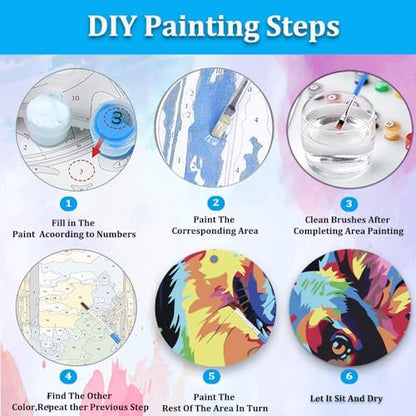 Artunion Framed Paint by Numbers Kit for Adults Beginners & Kids Ages 8-12,German Shepherd Paint by Number with Frame,Dog Animal Paint by Numbers Kit on Canvas 10 * 10 Inch Without Easel - Image 6