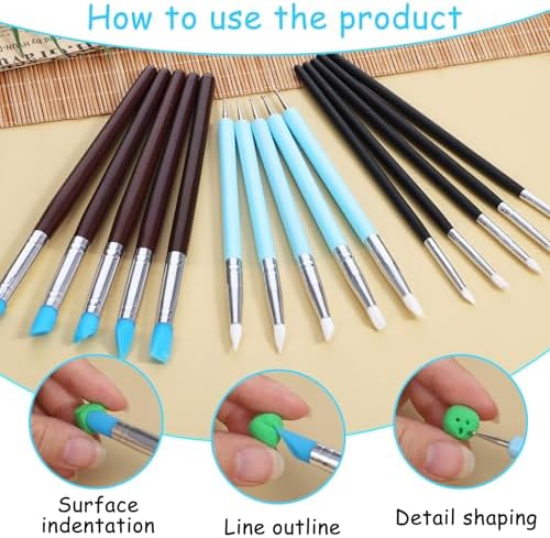 15 PCS Silicone Sculpting Tools Clay Silicone Smoothing Polymer Clay Shaper Tool Pottery Shaping Tool for DIY Crafts Nail Art Pottery - Image 5