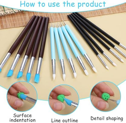 15 PCS Silicone Sculpting Tools Clay Silicone Smoothing Polymer Clay Shaper Tool Pottery Shaping Tool for DIY Crafts Nail Art Pottery - Image 5