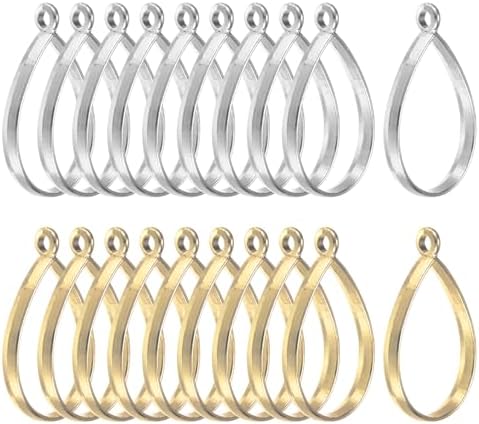 M METERXITY 20-Pack Open Bezels for Resin, Teardrop Shape Open Back Bezel Pendants for Resin Jewelry Making/DIY Earrings Necklace, Alloy Hollow Frame Pendants [Gold Tone, Silver Tone] by MMETERXITY