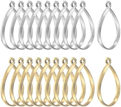 M METERXITY 20-Pack Open Bezels for Resin, Teardrop Shape Open Back Bezel Pendants for Resin Jewelry Making/DIY Earrings Necklace, Alloy Hollow Frame Pendants [Gold Tone, Silver Tone] by MMETERXITY