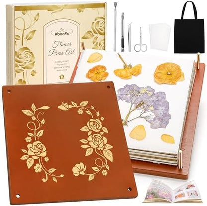 Aboofx Flower Press Kit for DIY Journal Bookmark Frame, 10" x 10" 10 Layers Wood Flower Pressing Kit with Storage Bags for Dried Flowers Plant Wedding Bouquet Preservation Kits, Gift for Craft Lovers by Aboofx