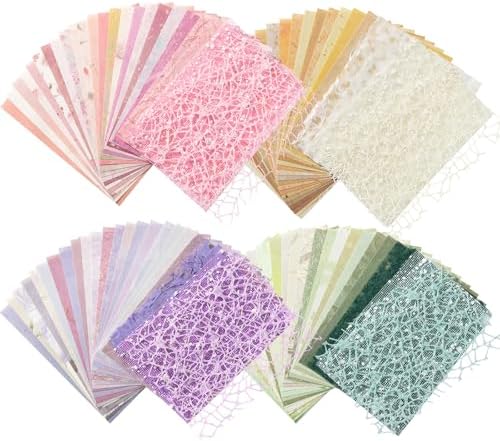 104 Sheets Textured Scrapbook Paper & Mesh Fabric Assorted Set, 4 Pack by Prudiut