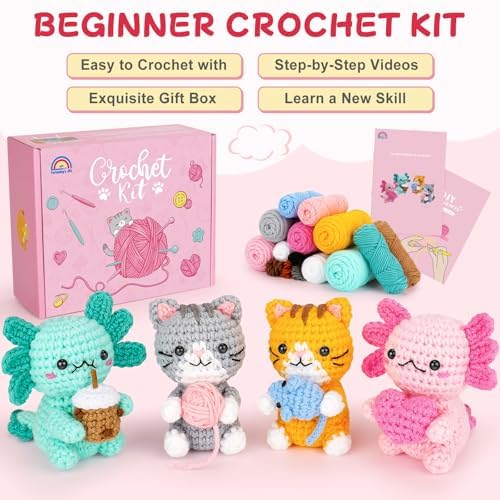 Crochet Kit for Beginners, Axolotls Cat Crochet Kit for Adults Beginner - Image 5
