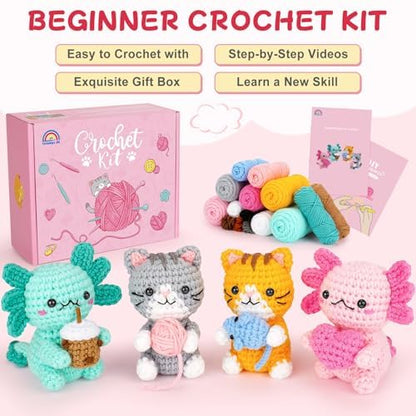Crochet Kit for Beginners, Axolotls Cat Crochet Kit for Adults Beginner - Image 5