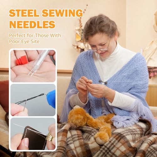 43PCS Sewing Kit for Adults – Needle and Thread Kit with Big Eye Needles, Threader & Strong Thread – for Hand Sewing, Repairs & Patching, Daily Use - Image 4