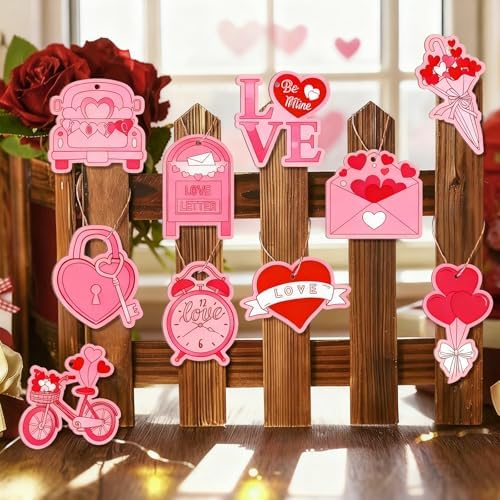 80PCS Wooden Heart Ornaments to Paint Valentine's Day Craft,10 Styles DIY Blank Unfinished Wood Heart Cutouts Ornament for Crafts Spring Tree Hanging Decorations Love - Image 3