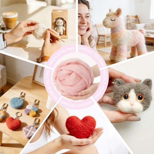 3.4oz Needle Felting Wool Light Pink for DIY Needle Craft Enthusiasts - Image 5