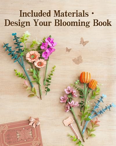 ROBOTIME 3D Wooden Blooming Book Garden DIY Kit, Flowers Building Set, Adult Creative Craft & Home Decor Puzzle, Unique Gift for Women, Mom, Plant/Book Lovers - Image 6