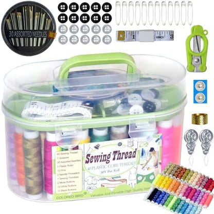 40 Spools of Sewing Thread,Gift Box Portable Basic Sewing Repair Kits (Green) by COLORED+BIRD