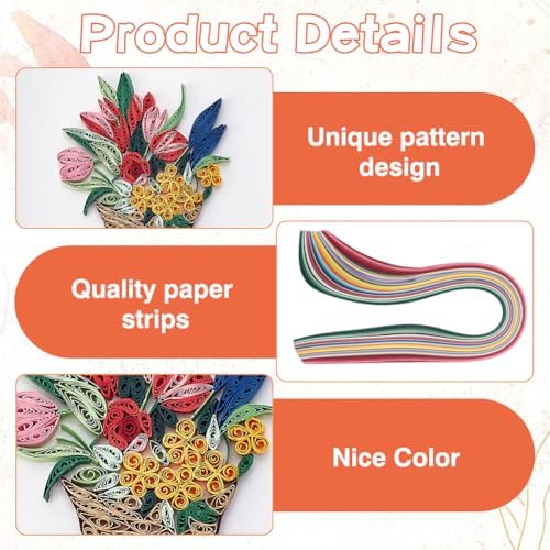 WEBEEDY 20 Sets Paper Quilling Kit for Adult Beginner DIY Flower Basket Themes Quilling Blank Card Kit 5 Styles Flower Basket Greeting Card Making Kit with Instruction for Birthday Halloween Christmas - Image 3