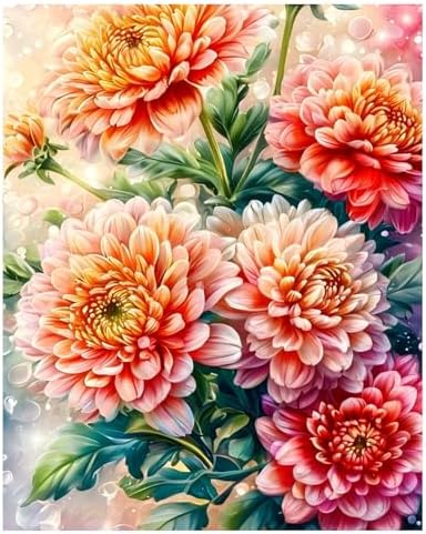 xcemhil Flowers Paint by Numbers Kit for Adults Beginner, Flowers Paint by Number for Adult, Acrylic Paint by Numbers Kits Suitable for Home Wall Art Decor Gifts 16x20 Inch by Unknown