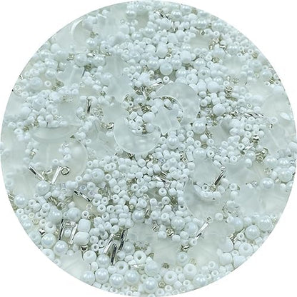 Assorted Glass Beads for Jewelry Making Multi Size Colors Glass Star Moon Seed Pearl Spacer Beads for Bracelets Necklace Earring Making(Frosted White) by ChooseBeadsChooseHonkoolly