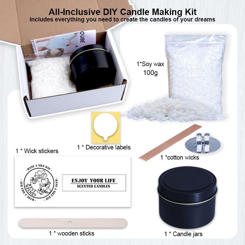 DIY Candle Making Supplies for Adults and Beginners, Including Soybean Wax, Exquisite Stickers, Candle Jars, Wicks, and Homemade Candle jar Sets with Essential Oils. - Image 3