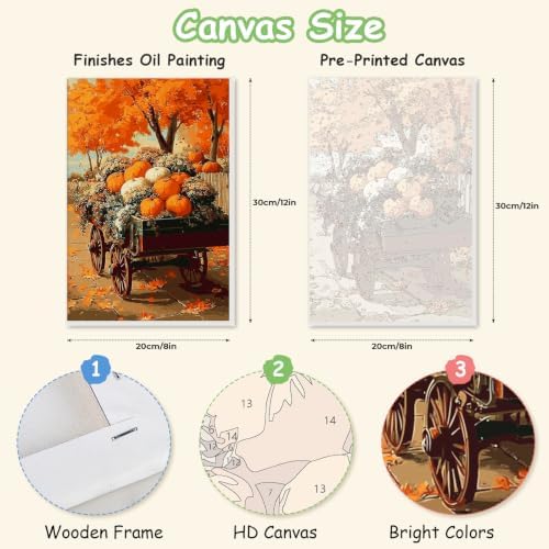 Spandrel Pumpkin Framed Paint by Numbers Kit for Adult, Halloween Adult Paint by Number Kits on Canvas, DIY Acrylic Oil Easy Autumn Painting by Numbers Fall for Home Wall Decor, 8x12in - Image 2