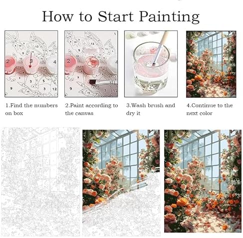 ZRIZQ Paint by Numbers Kit for Adults Beginners,Floral DIY Painting Set,Relaxing Creative Craft Activity,16x20 Inch-Flowers 13 - Image 5