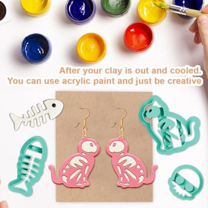 13Pcs Skeleton Polymer Clay Cutters Ceramic Clay Earrings Cutters - Image 5