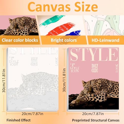 Mandun Lucky Leopard Paint by Numbers Kit for Adults, 3 Pack, 7.8x11.8 inch - Image 2
