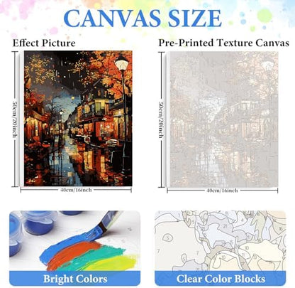 PRASIO Framed Paint by Numbers Kit for Adults Beginner, Landscape Adult Paint by Number Kits on Canvas Framed, DIY Acrylic Watercolor Oil Paint by Numbers with Frame for Gift Home Decor 16x20 Inch - Image 4