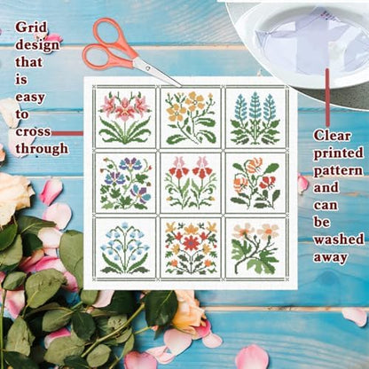 FREEBLOSS 11CT Cross Stitch Kit Stamped Cross Stitch Craft Kit with Stitching Guide for Beginners Floral Folk Pattern Embroidery Set Crossstitch Wall Hanging Set 17x17inch - Image 3