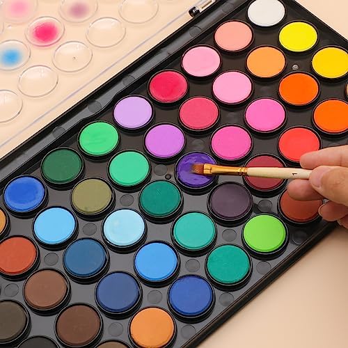Artecho 48 Colors Watercolor Paint Set, 3 Brushes - Image 2