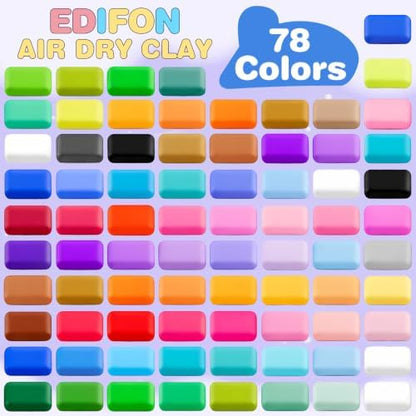 EDIFON Air Dry Clay, 78 Colors Foam Magic Modeling Clay for Kids DIY Crafts - Image 2
