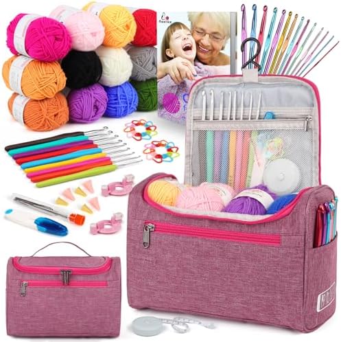 Aeelike Crochet Kits for Beginners Adults Kid, Complete Crochet Set, Pink by Aeelikescrochetworld