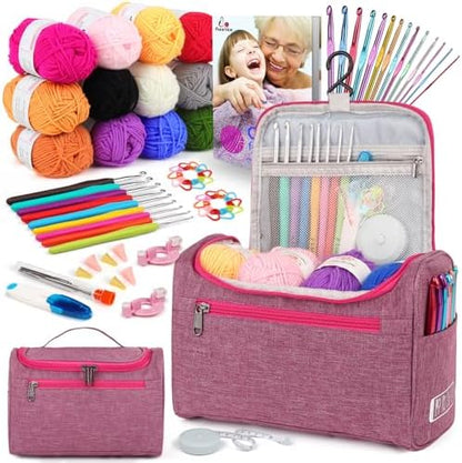 Aeelike Crochet Kits for Beginners Adults Kid, Complete Crochet Set, Pink by Aeelikescrochetworld