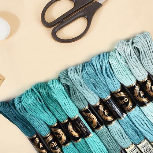 12 Skeins 6 Strands Green Embroidery Floss Thread for Jewelry - Image 6