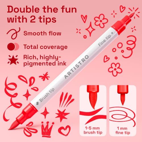 ARTISTRO 12 Red Tones Dual-Tip Acrylic Paint Marker Pens for Drawing - Image 3