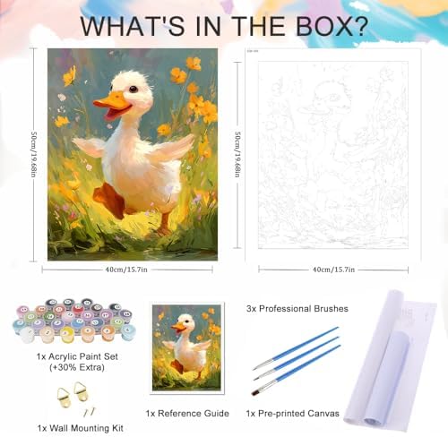 Natuyalo Paint by Numbers Kit for Adults, Duck Paint by Number for Adults, Acrylic Adults' Paint-by-Number Kits, Animals DIY Easy Paint by Number Adult Canvas for Home Art Decor 16x20 inch - Image 5