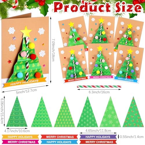 Motipuns 24 Sets Christmas Tree Card Making Kits DIY Christmas Card Making Make Your Own Greeting Cards Kit Tree Craft Xmas Gift Party Decor Fun Home Activities - Image 2