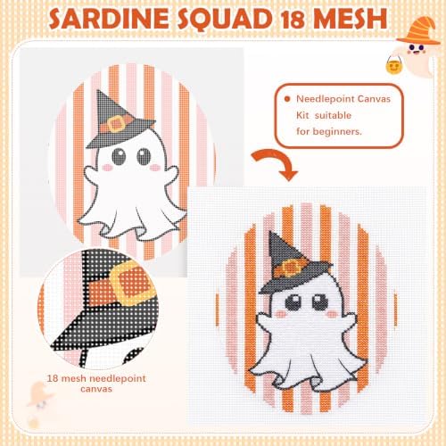 XunYee Needlepoint Canvas Kit, Halloween Haunt Boo - Image 3