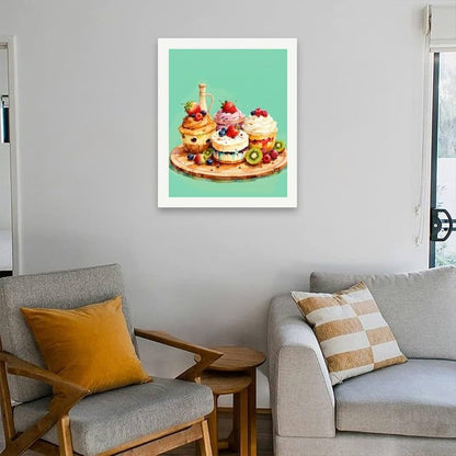 TAOPAOLAB Food Paint by Numbers Kit for Adults - DIY Colorful Cupcakes and Fruits Painting on Canvas 16x20 Inches, Acrylic Paint Set, Suitable for Beginners, Art for Home Decoration or Gifts - Image 4
