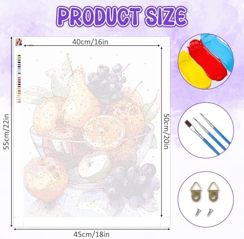 RICUVED Fruit Paint by Numbers for Adults, Grapes Paint by Numbers Kit for Adults Beginners, DIY Acrylic Oil Painting on Canvas Easy for Gift Home Wall Decor 16x20 Inch - Image 4