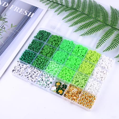 BBita St.Patrick's Day Polymer Clay Beads Bracelet Making kit, 3480pcs 24 Style Cute Fun Beads Charms for Jewelry Necklace Earring Making DIY Accessories for Women Girls - Image 4