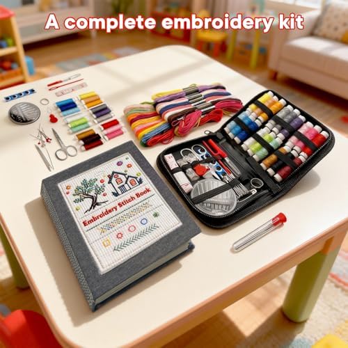 AILE 2026 New Embroidery Stitch Book Kit for Adult Beginners, Embroidery Sampler Practice Book with Complete Toolkit & Instructional Tutorial, DIY Embroidery for Adults and Craft Enthusiasts - Image 6