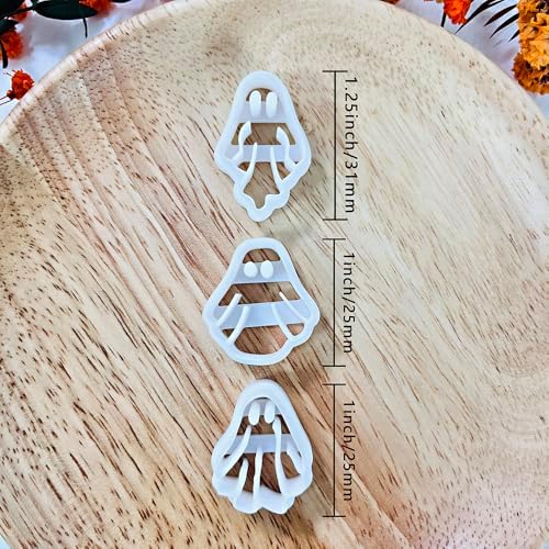 Xaekicr Halloween Ghost Polymer Clay Cutters – 3 Pcs Spooky Clay Cutters for Earrings and DIY Crafts, Polymer Clay Tools for Jewelry Making - Image 6