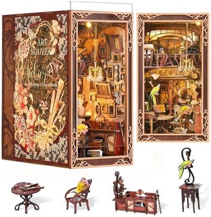 MiniCity Painter at Dusk DIY Book Nook Kit, Miniature House Puzzle with LED by MiniCity