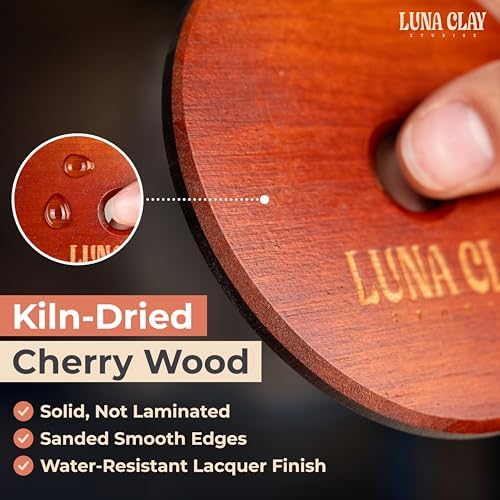 Large Pottery Ribs & Trimming Tools Set, 6 Pack Extra-Long Kiln-Dried Cherry Wood, 9 Inch Clay Paddle, Round Disc & Serrated Rib for Wheel Throwing, Shaping Bowls & Slabs, Non-Warping Bonus Sponge - Image 2