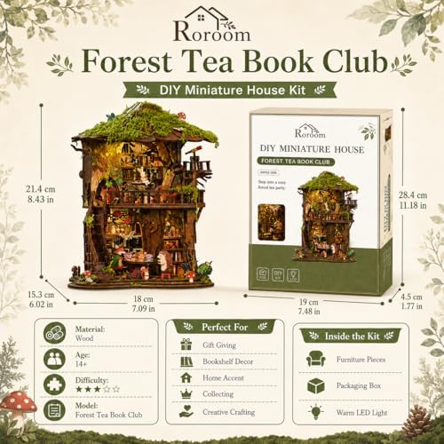 Roroom DIY Miniature House Kit, Woodland Treehouse Dollhouse Kit - Image 2