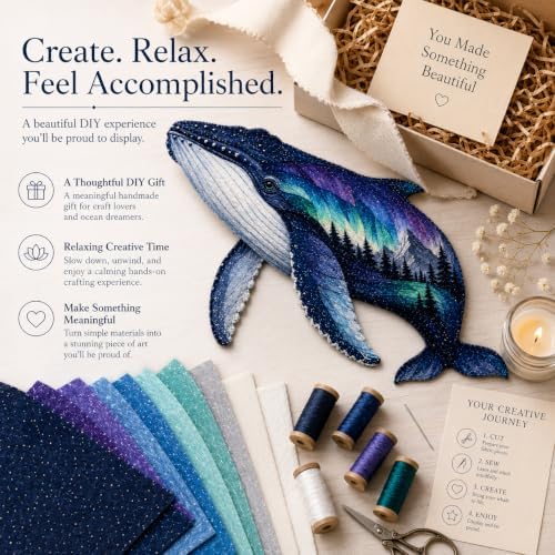 Northern Lights Animal Embroidery Kit DIY Fabric Patchwork Craft Set (F+WH) - Image 6