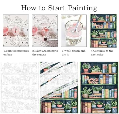 ZRIZQ Paint by Numbers Kit for Adults Beginner,Bookshelf,16x20 - Image 5