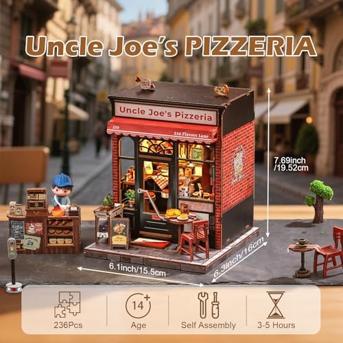 Fsolis Book Nook Kit, DIY Miniature House - Uncle Joe's Pizzeria - Image 3