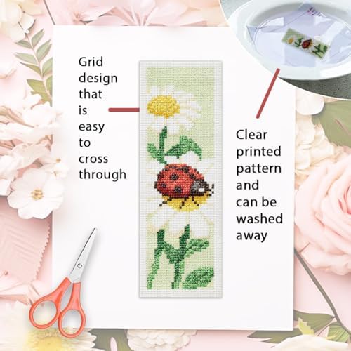 ORIGACH 6 Set Ladybug Cross Stitch Bookmark Kit for Beginner - Image 3