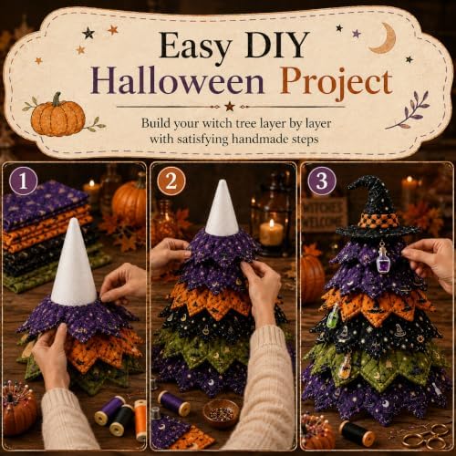 2026 New Christmas & Halloween DIY Quilted Fabric Tree Kit, 3D Layered Sewing Craft Set for Beginners, Christmas Tree Quilt Kit, Handmade Tabletop Holiday Decor, Gift for Craft Lover - Image 5