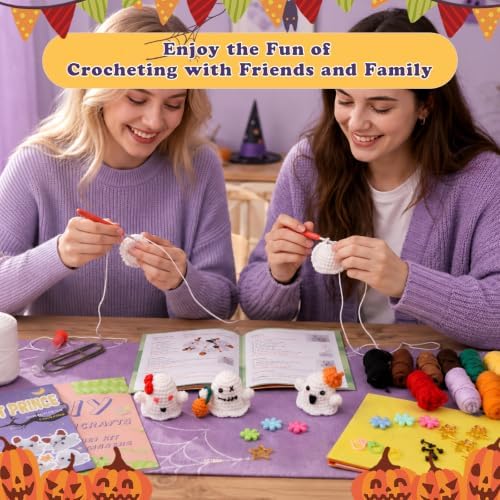 Pnytty 12Pcs Ghost Family Crochet Kit for Beginners, Crochet Starters Kits - Image 6