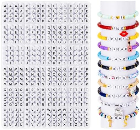 Goldwise Letter Beads for Bracelets, 1000 Pcs, Alphabet Beads for Friendship Bracelets, 7mm A-Z Round Black and White Letter Beads for Jewelry Making, Necklaces, and Key Chains by Goldwise